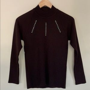 Brown Merino Wool Sweater with Swarovski Crystals